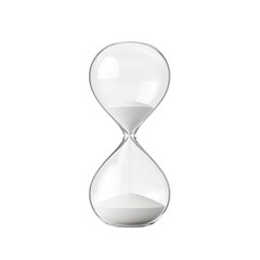 Elegant glass hourglass with flowing white sand
