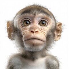 Cute and Curious Young Monkey Portrait: Captivating Wildlife in Natural Habitat