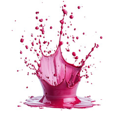 Vivid pink paint splash on transparent background