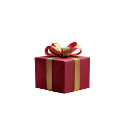 Obraz premium Elegant red gift box with golden ribbon