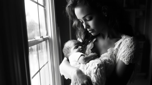 Happy mom: tender hug, smiling baby, joyful moment, heartfelt joy, festive cheer, caring bond, special love, emotional warmth, precious time, celebrated day, maternal connection, affectionate spirit.