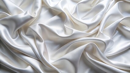 Obraz premium Close-Up Aerial View of White Fabric Texture: Soft, Wrinkled, Luxurious Textile