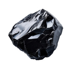 Natural obsidian stone with glossy surface and sharp edges