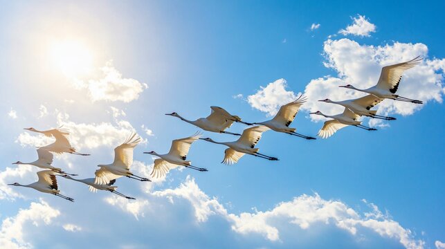 Cranes Migration: Spectacular View of Birds Flying Together