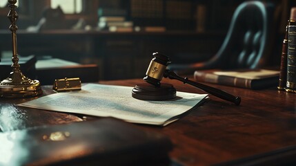 Professional notary tools on wooden table