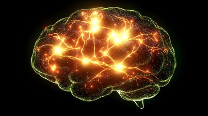 Neural connections in glowing brain illustration