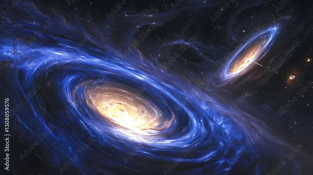 Wall mural a mesmerizing display of swirling blue particles creates a cosmic vortex in deep space. bewitching -