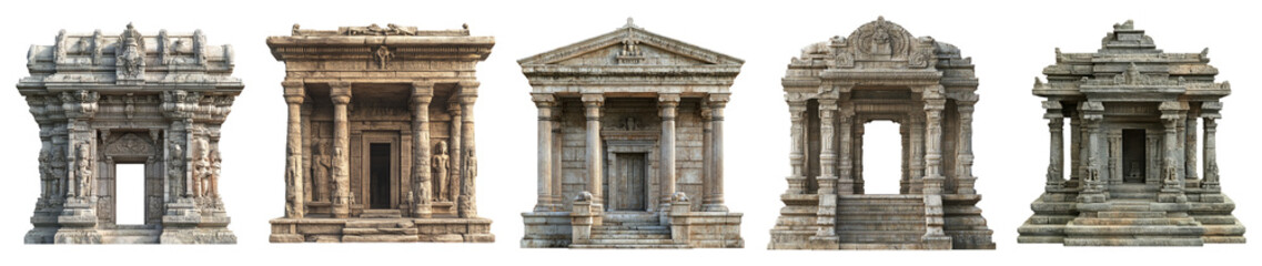Obraz premium Intricate Designs of Ancient Temples Showcasing Architectural Beauty, isolated on transparent background