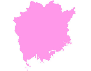 岡山県　地図　ピンク　イラスト