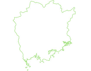 岡山県　地図　白　イラスト