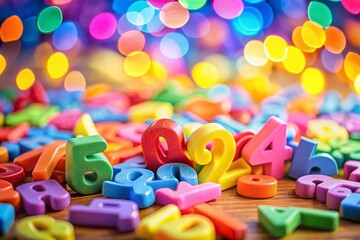 Fototapeta premium Colorful Bokeh Letters and Alphabet: Educational Background for Kids