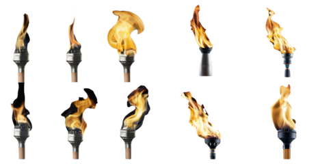 Collection of Flames Burning on Torches