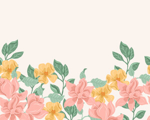 Pink Magnolia and Yellow Floral Background