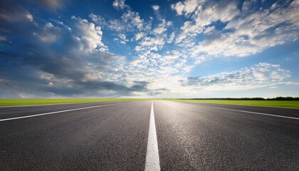 Naklejka premium empty runway and cloudy in sky on summer
