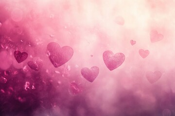 Exploration of love in abstract art with floating hearts in soft pink hues and delicate textures Generative AI