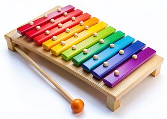 Naklejka premium Colorful Wooden Xylophone Isolated on White Background - Musical Instrument Stock Photo