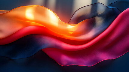 Abstract 3D Render of Flowing Fabric in Vibrant Hues