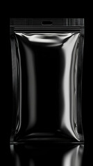 Sleek Black Stand-Up Pouch 3D Render Illustration