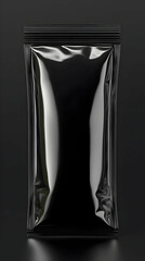 Sleek Black Glossy Packaging Pouch 3D Render