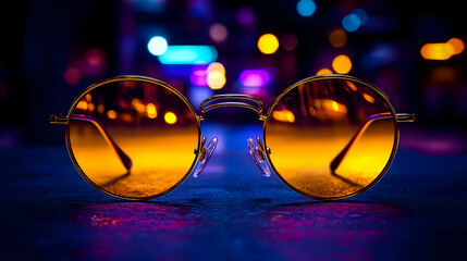 Night City Vibes Round Sunglasses Illustration