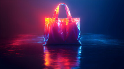 Neon Reflective Tote Bag 3D Render