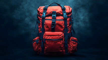 Red Hiking Backpack Product Photography Illustration