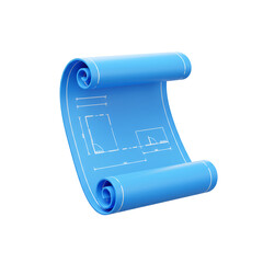 Blueprint Rolled Minimal – Simple Rolled-Up Blueprint Scroll for Engineering and Architecture