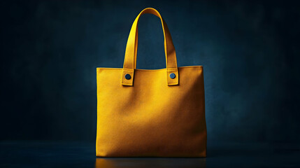 Vibrant Yellow Tote Bag Product Photography on Dark Background