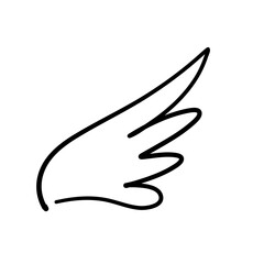 Fototapeta premium Doodle outline sketch angel wings 