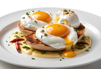 poached eggs over creamy garlic yogurt, drizzled with spicy butter sauce