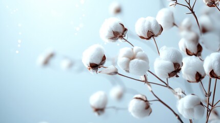 Close-Up Cotton Flowers on Light Background