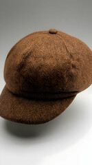 Brown Herringbone Newsboy Cap Product Photography