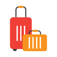 Flat Vector Illustration of Red and Orange Suitcases for Travel and Vacation Packing Concept