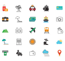 Set of travel vector icons with white background