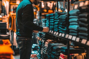 Obraz premium Man Shopping for Clothes in Retail Store During Daytime