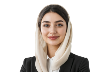 Smiling Arab businesswoman isolated on transparent background