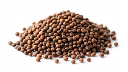 Heap of dried brown beans isolated on white