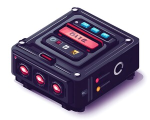 Fototapeta premium Isometric Retro Data Processing Device