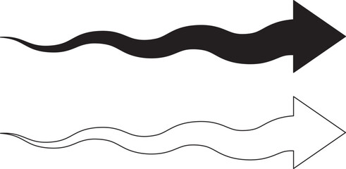 outline silhouette wave arrow symbol set