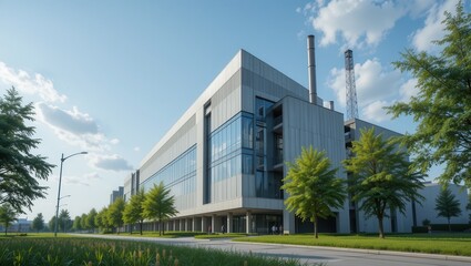 Modern Building, Sunny Day, Campus Setting