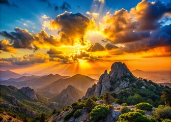 Obraz premium Cyprus Mountain Silhouette at Sunset - Dramatic Landscape Photography