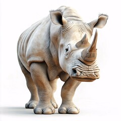 Fototapeta premium Realistic Mighty African Rhino in Its Natural Habitat: A Close-Up Portrait of Wildlife Conservation in Action