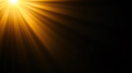 Golden Sun Rays Illuminating a Deep Black Background