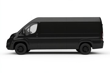 Black Delivery Van for Side View, Studio Shot.