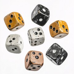 Colorful Plastic Dice Rolls: Retro Six-Sided Fun for Board Games & Family Entertainment