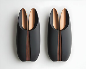 Elegant Black and Copper 3D Illustration of Abstract Sculptures