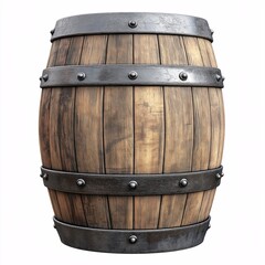Fototapeta premium Vintage Oak Barrel: Rustic Decor meets Beverage Aging in Classic Craftsmanship for Home Bar and Winery Storage