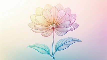 Obraz premium Delicate Pastel Flower Outline Drawing - Website Design Element