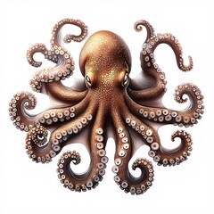 Obraz premium Vibrant Octopus Art: Realistic Cephalopod with Colorful Tentacles in Underwater Marine Life Scene