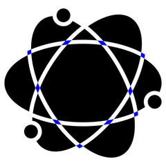 AI Atomic Technology Icon – Atom Structure Symbol for Quantum Computing, Scientific Research, and Digital Innovation with Transparent Background.